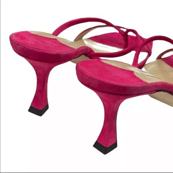NEW 💖 JIMMY CHOO Maelie 70mm Suede Sandals in Fuchsia - Picture 4 of 8